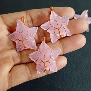 Colgantes envueltos en alambre con forma de estrella de ágata de cristal Natural de la mejor calidad Colgantes al por mayor Comprar en AAMEENA AGATE - Product Image 1