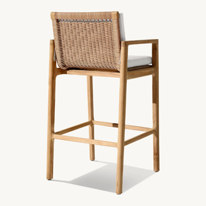 Modern Industrial <b>Bar</b> Chair for Restaurant Furniture <b>Set</b> with Teak Wooden Frame and Cushioned Seat Stylish - Product Image 3