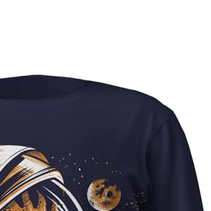T-shirt à manches courtes bleu marine pour homme avec imprimé poulet astronaute, design décontracté à col rond, coupe régulière, jersey 100% coton - Product Image 2