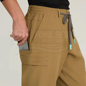 Men Tan <b>Scrub</b> Set Cotton Polyester Woven <b>Uniform</b> With Pockets For Hospital Use Custom Design - Product Image 5