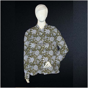 Cotton Block Print Exclusive <b>Shirt</b>/Full Kurti Floral <b>Women</b> Exclusive <b>Shirt</b>/Full Kurti Indian Handmade Pure Cotton Spring Casual - Product Image 3