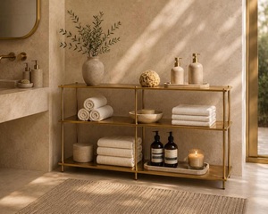 Modern Brass Three-Layer Storage Shelf Minimalist Design Standing Type Metal <b>Rack</b> for Living Room Durable Chrome-Plated Finish - Product Image 2