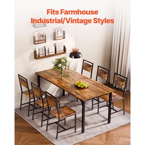 Set di 6 Sedie da Pranzo in Stile Moderno Farmhouse, Facile Montaggio, Sedie Laterali in Pelle con Telaio in Metallo e Schienale per Soggiorni - Product Image 6