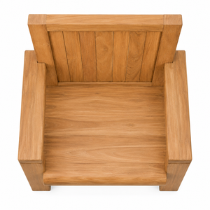 Chaise de jardin d'extérieur de luxe en teck massif au design contemporain avec larges accoudoirs et pieds sabre |   Chaise artisanale écologique et imperméable - Product Image 4