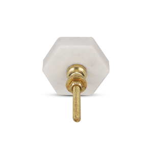 Boutons de meuble hexagonaux de luxe en marbre faits à la main Shubham avec incrustations décoratives en pierre, poignées et tirants pour tiroirs et armoires - Product Image 3
