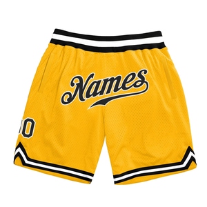 Shorts de basket-ball personnalisés écologiques, authentiques, or, noir et blanc, style rétro - Product Image 1