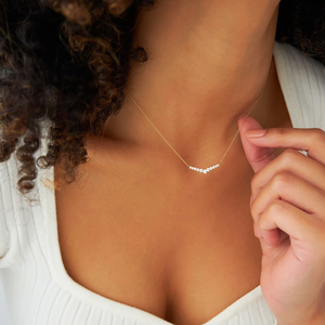 Collar de diamantes cultivados en laboratorio al por mayor, colgante delicado en forma de V, oro macizo de 14 quilates, elegante collar con colgante fino, regalo para ella - Product Image 3