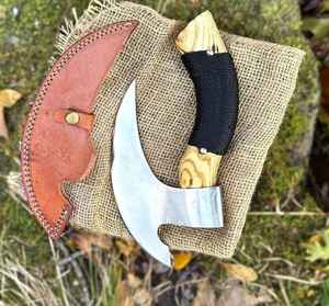 Couteau à pizza Viking en acier à haute teneur en carbone forgé à la main, gravé, de haute qualité, vente en gros, avec étui en cuir - Product Image 5