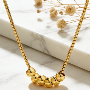 สร้อยคอรูปทรงเรขาคณิตสำหรับผู้หญิง ทำจากสแตนเลส 304 ชุบทอง 18K พร้อมสายแบบกล่อง - Product Image 3