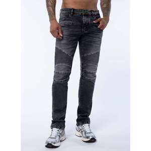 Automne hommes Slim-Fit Stretch Denim pantalon haute taille moyenne Europe Amérique Cross Border Style lavé serré Jeans en noir - Product Image 5