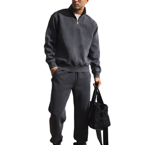 Sudadera Vintage con Cierre de Cremallera de un Cuarto |   Sudadera de Forro Polar Grueso con Cuello Alto y Capucha, Estilo Casual para Invierno, 100% - Product Image 3