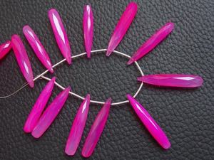 ลูกปัดหินชาลเซโดนีสีชมพูสดทรงหยดน้ำเหลี่ยมเพชรพลอย ยาว 35 มม. สำหรับทำเครื่องประดับต่างหู หินหลวม ขายส่ง PME - Product Image 2