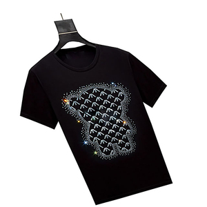 High Quality 100% Cotton Casual Solid Women's Rhinestone T-Shirts OEM Custom Printed O-Neck for Ladies Women's Rhinestone - Product Image 3