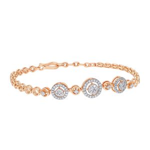 Pulsera de Oro Rosa con Diamantes de 0.60 Ct, Corte Brillante Redondo, Engaste Circular, Pulsera de Lujo para Mujer - Product Image 6