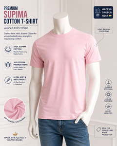 Camiseta de hombre de algodón Supima, transpirable, de secado rápido, cuello redondo, manga corta, blanca, informal. - Product Image 2