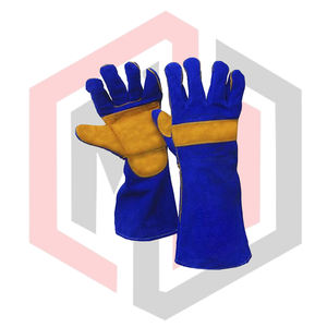 ถุงมือเชื่อมหนังเสริมแรงสีน้ำเงิน ถุงมือป้องกันเต็มรูปแบบ ยืดหยุ่น ระบายอากาศได้ดี ทนต่อการฉีกขาด ทนต่อการสึกหรอ ทนความร้อน - Product Image 1