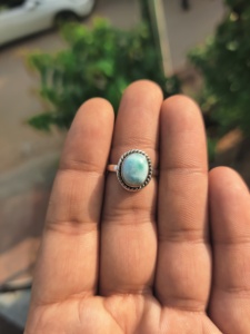 Creative Impact Bague en argent sterling 925 avec pierre précieuse ovale en Larimar naturel, sertie clos, tendance, pour mariage et fête, 2 grammes, vente en gros - Product Image 3