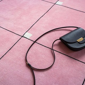Tapis en laine rose Solid Edificio, tapis moderne tufté à la main, tapis de qualité supérieure, salon, chambre à coucher, décoration contemporaine pour la maison - Product Image 1