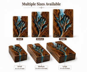 Handmade American Style Coastal Ocean Resin Wooden Tree Life Urn for Cremation Durable Eco-Friendly <b>Memorial</b> <b>Keepsake</b> 220 Cubic - Product Image 1