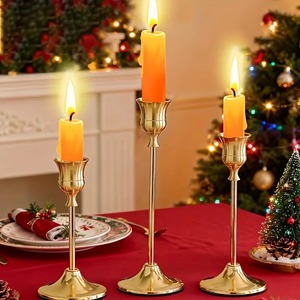 Christmas Candle Holder Set with <b>Pinecones</b> Berries and Bells Battery Operated Indoor Decor Rectangle Shape Metal Material - Product Image 4