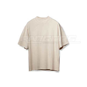 Drop Shoulder T Shirts <b>Mock</b> <b>Neck</b> Short Sleeve Mens Streetwear <b>Tops</b> Casual Style Blank Oversized Fashion Tees - Product Image 3
