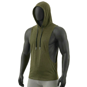 Hoodie sans manches personnalisé avec logo, pour musculation, fitness, hommes musclés, t-shirt coupe ajustée, gilet à capuche pour hommes - Product Image 4
