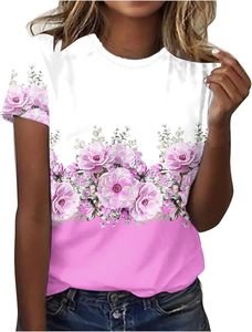 T-shirt imprimé pour femme, décontracté, pour le printemps/été, uni, standard - Product Image 3
