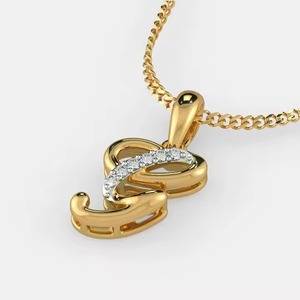 Pendentif en or moderne avec diamant en forme de G pour femmes, bijoux fins et légers pour un usage quotidien et pour les soirées, avec un design élégant et un look haut de gamme - Product Image 2