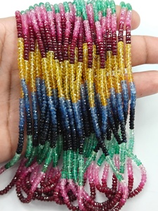 Piedras preciosas naturales multifacéticas de rubí, esmeralda, zafiro azul y zafiro amarillo en forma de rondel para joyería personalizada. - Product Image 4