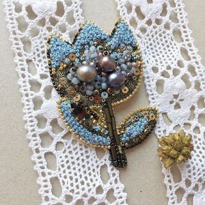 Artistic Handcrafted Embroidered Beaded Brooch <b>Pin</b> for Unisex Wedding and Everyday Fashion - Product Image 6