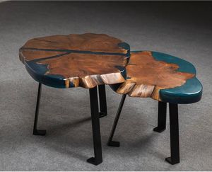 Handmade Modern Wood Coffee <b>Table</b> with Irregular Round <b>Live</b> <b>Edge</b> and Metal Legs for Living Room Housewarming - Product Image 1