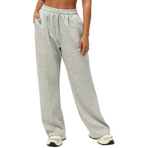 Pantalon de survêtement ample et droit pour femme, en molleton de coton, personnalisable avec logo, style décontracté et élégant - Product Image 3