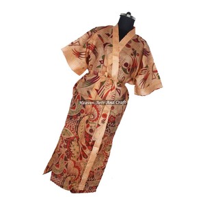 KL010 Camisón Étnico Africano para Mujer, Kaftán Largo, Kimono Vintage de Invierno, Mezcla de Poliéster y Seda, Largo Completo - Product Image 6