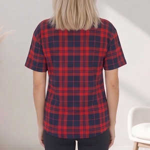 Camiseta de Maternidad a Cuadros de Manga Corta para Mujer, Cuello Redondo, Diseño con Botones Ocultos, Corte Regular, Ropa de Otoño, Blusas de Maternidad para Damas - Product Image 2