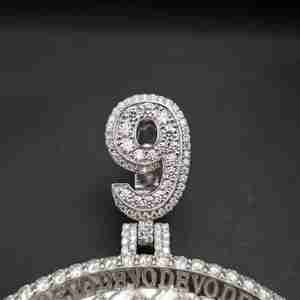 Colgante DM Hip Hop Personalizado con Incrustaciones Completas de Diamantes Cultivados en Laboratorio, con Número 9, en Acero Inoxidable, 104.33 CT - Product Image 5