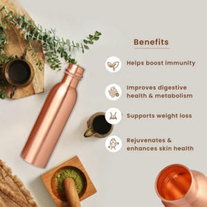 Vente en gros de porte-gobelets modernes en cuivre poli mat, bouteille d'eau avec bouchon à vis, antidérapant, portable, écologique, réutilisable, logo personnalisé. - Product Image 3