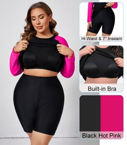 Wholesale Plus Size Suit 2 Piece Zipper Sports <b>Swimsuit</b> Rash Guard Surf Fitness Swimwear <b>Long</b> <b>Sleeve</b> <b>Swimsuits</b> Bra Zip Up Swim - Product Image 4
