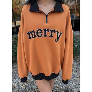 Suéter de cuello alto con media cremallera para mujer, estilo urbano, 100% algodón, ecológico, transpirable, manga larga, ligero, con logotipo personalizado - Product Image 3