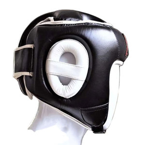 Protège-tête de boxe en cuir PU noir, équipement de protection avec fermeture auto-agrippante pour adultes, unisexe, utilisation universelle - Product Image 6