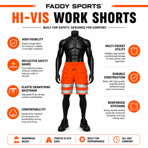 High Vis Reflective Cargo <b>Work</b> <b>Shorts</b> <b>Men</b> Safety Construction Waterproof Outdoor Utility Workwear <b>Shorts</b> - Product Image 6