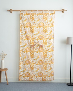 Rideaux en coton fleuri imprimés à la main, ensemble de rideaux traditionnels indiens pour la maison, la chambre et le salon - Product Image 4