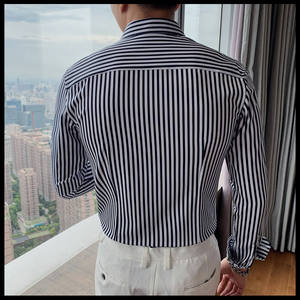 เสื้อเชิ้ตผู้ชายลายทาง ผ้าป๊อปลิน แขนยาว ปกคอปก ติดกระดุม ผ้าฝ้ายทอ ระบายอากาศได้ดี ไม่ยับ เหมาะสำหรับธุรกิจ - Product Image 6