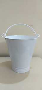 Cubo de Metal Galvanizado con Asa, Cubo Redondo Blanco para Agua, Decoración para Hogar y Jardín - Product Image 3