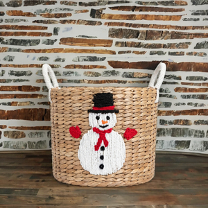 Cesta decorativa tejida, cesta de regalo navideña, cesta de regalo para las fiestas, cesta de almacenamiento de jacinto de agua para la temporada navideña - Product Image 5