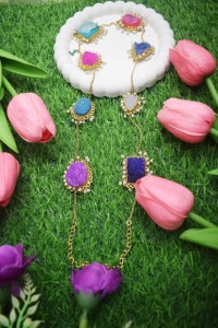Geometric Luxury <b>Statement</b> <b>Necklace</b> Natural Stones 18k Gold Plated Link Bohemia Style for Women Anniversary Gift Party Wear - Product Image 6