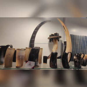 Porte-gobelet en cuir véritable avec corne de buffle naturelle, finition polie, lisse, de bonne qualité, inspiré des Vikings, nouveau - Product Image 5