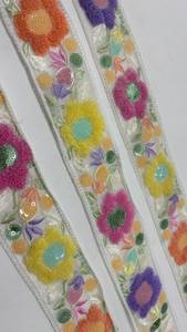 Bordure en dentelle florale brodée pour saris, robes, vêtements, tenues de mariage, artisanat, décoration de mode - Product Image 3
