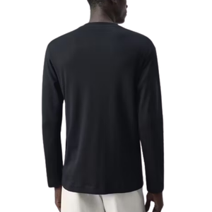 T-shirt à manches longues pour homme, col rond noir, décontracté, basique, doux, léger, uni, vêtements personnalisés, à porter tous les jours, 100% polyester - Product Image 2