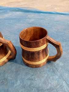Eco-Friendly Polished Wooden Viking <b>Mug</b> with Hand Carved Engraving and Animal Design-Valentine's Day & Halloween Gift - Product Image 5