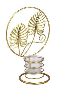 Golden Monstera Leaf <b>Tea</b> Light Holder Brass Candle <b>Stand</b> Home Decoration Heat Resistant Metal Lantern - Product Image 4